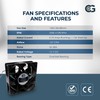 Coolerguys 12vDC Waterproof IP67 Fan (High Speed, 120x38mm)