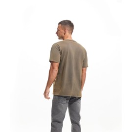 VEIISAR Men's Heavy Weight Crew Neck 100% Cotton T-Shirt - 250g/m² Thick Distressed Washed T-Shirts for Men （T2CS Dark Grey XL）