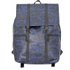 Duchamp Backpack Navy Camouflage Camo Rubberized Foldover Padded Straps