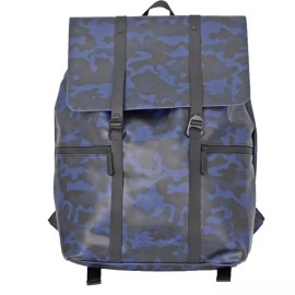 Duchamp Backpack Navy Camouflage Camo Rubberized Foldover Padded Straps