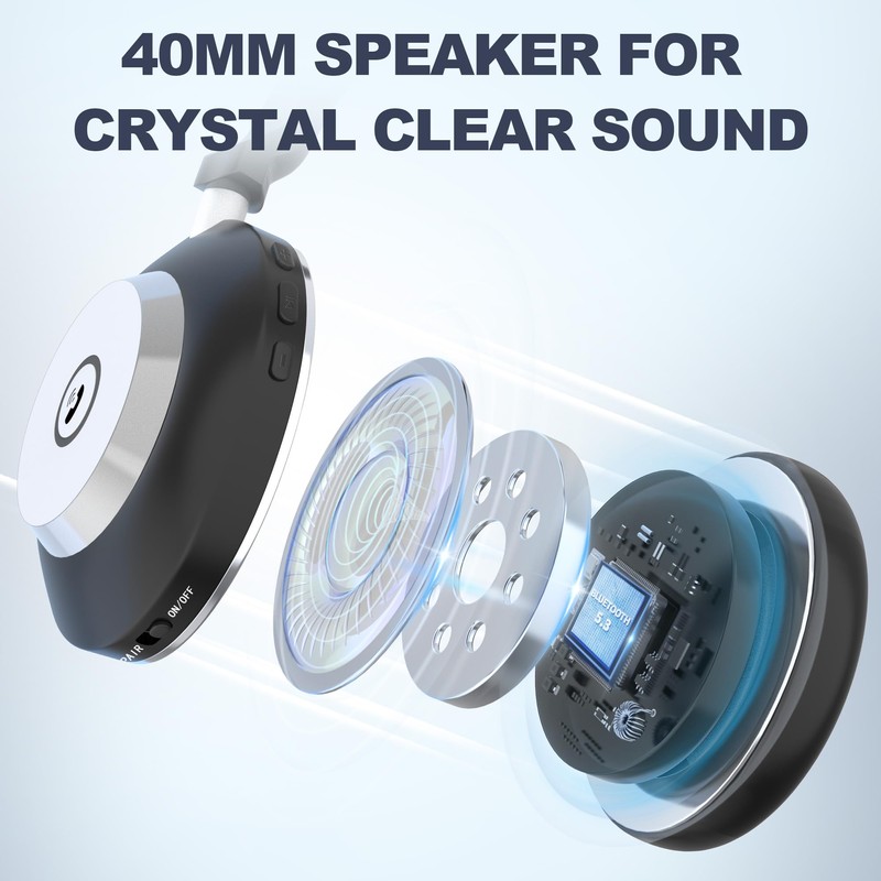 Wantek Headset mit Mikrophone, Wireless Headset 882BT mit Ladestation, V5.2
