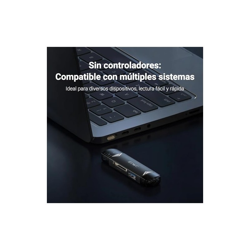 JESWO 3 en 1 Lector de Tarjetas SD, Aluminum Adaptador