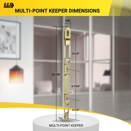 10-7/8" Sliding Patio Glass Door Multi-Point Keeper for 2 Point Mortise Lock | Fix Repair Locking Security Mechanism Hardware (Keeper for 11-3/4" Mortise Lock)