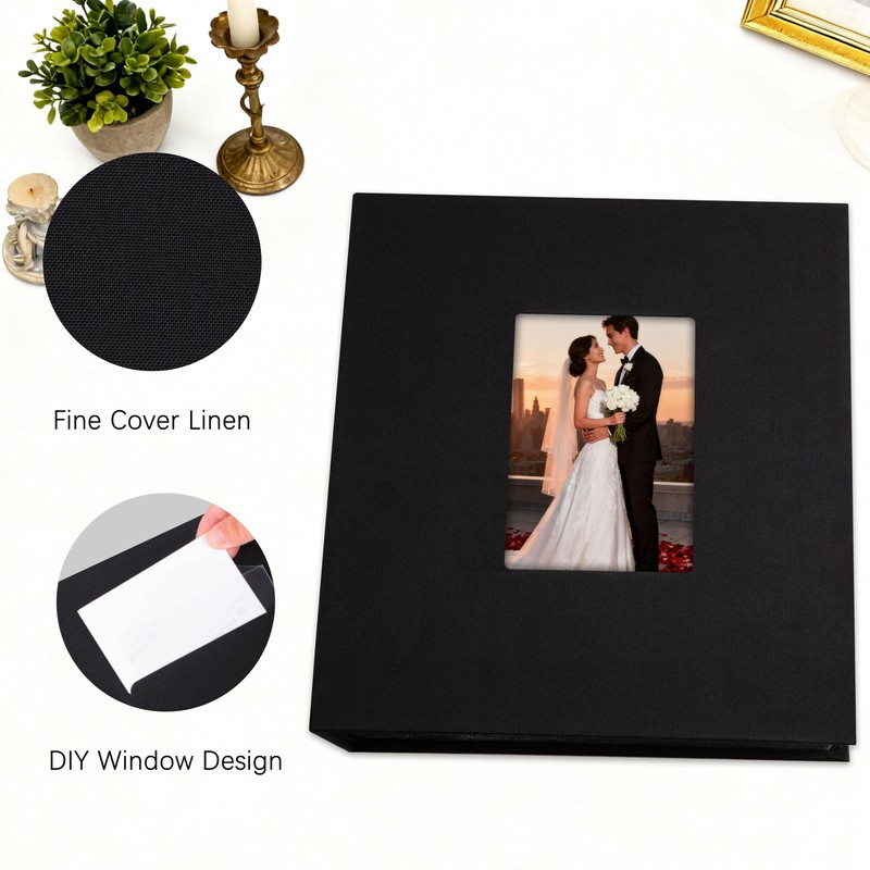 Aevdor 5x7 Photo Album, Holds 320 Photos, Linen Cover, Black