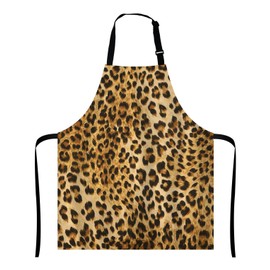 Wasach Leopard Print Apron,Adjustable Neck Bib Apron for Men Women,Suitable for Kitchen Cooking Waitress Chef Apron