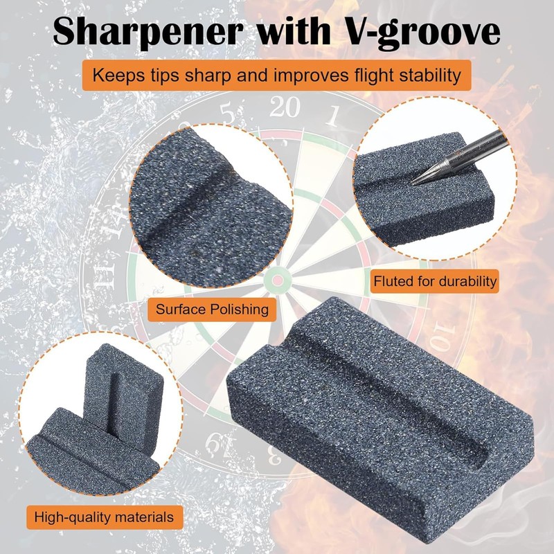AMBEERT 8 PCS Darts Sharpener, V-Shape Darts Sharpener Whetstone, Dart