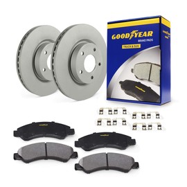 Goodyear Brakes PRK40656F | Front Brake Kit w/Pair (2) of Brake Rotors & Carbon-Ceramic Brake Pads fit Chrysler Aspen 09-07; Dodge Durango 09-07, Ram 1500 10-06; Ram 1500 18-11, 1500 Classic 2019