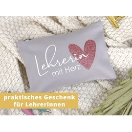 Geschenk - Canvas Federtasche | Lehrerin mit Herz | Geschenkidee Abschied | Abschiedsgeschenk f√ºr Lehrer | Federm√§ppchen f√ºr die beste Lehrerin