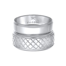 Kuzzoi 0607653021 Men's Ring Set Silver, 2 Pieces Band Rings Polished in 925 Sterling Silver, Silver Rings for Men in Basic and Casual Look, Silver Ring Set Men, Size 60-66, 0607653021, Silver
