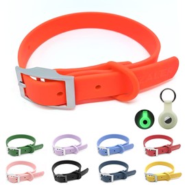 ZALER Waterproof Dog Collar, Adjustable Odor Proof Dog Collars Easy to Clean, Soft Comfortable Pet Collars for Large, Medium Small Dogs (Bright Orange, M(Length:11.4''-15.4''; Width:0.75''))