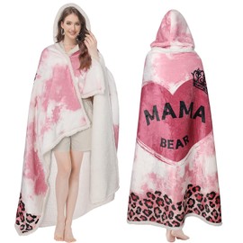 pewjury Gift for Women, Portable Blanket, Sofa Blanket, Bear Cuddly Blanket, Hug Blanket with Sleeves for Women, Wife, Mum, Courage Gifts (Pink, 130 x 185 cm)