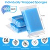 Tioncy 100 Pcs Individually Wrapped Sponges Kitchen Bulk Blue Dish