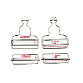 5Afashion SICODA suspender adjuster overall buckle,silver dungaree fastener braces buckle with slider,pack of 6 sets (1.57")