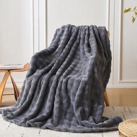 COOVA Super Soft Throw Blanket - Fuzzy Cozy Plush Thick Bubble Blanket for Sofa, Warm Fleece Fluffy Lola Blanket, for Women,Couch,Bedroom,Living Room,Chair.(Dark Grey, 50"x60")