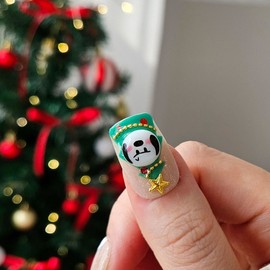 Character Christmas handmade nail tips - Natural / 캐릭터 크리스마스 수제네일팁 - 내츄럴