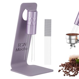 RSNMocha WDT Tool Espresso Distribution Tool, Coffee Distribution Tool with Magnetic Stand, Espresso Accessories with 6 Extra Diameter 0.25 mm Stainless Steel Needles for Barista - Chalk Violet