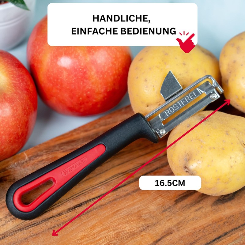 Westmark Gallant Peeler, Plastic/Stainless Steel, Black/Red/Silver, 16.5 x 3.7 x