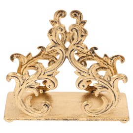 TOPPERFUN Golden Metal Napkin Holder Baroque Style Freestanding Barocco Tissue Dispenser Baroque Napkin Tray Basket Napkin Holder