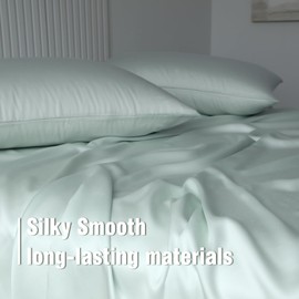 HighBuy Green Full Sheets Set 4 Piece - Breathable Tencel Lyocell Sheets Full Bed Sheet Set - 16" Deep Pocket Cooling Sheets Full,Luxury Soft Bedding Sheets & Pillowcase Set,Easy Fit Fitted Sheets