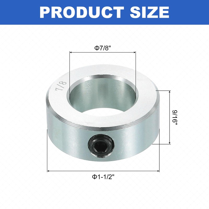 sourcing map 2pcs Set Screw Collars 7/8" Bore Carbon Steel