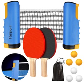 FBSPORT Table Tennis Set, Ping Pong Bats Set with 2 Paddles, 1 Retractable Net, 6 Balls, 1 Carrying Bag, for Trainer Adults Kids Indoor Outdoor