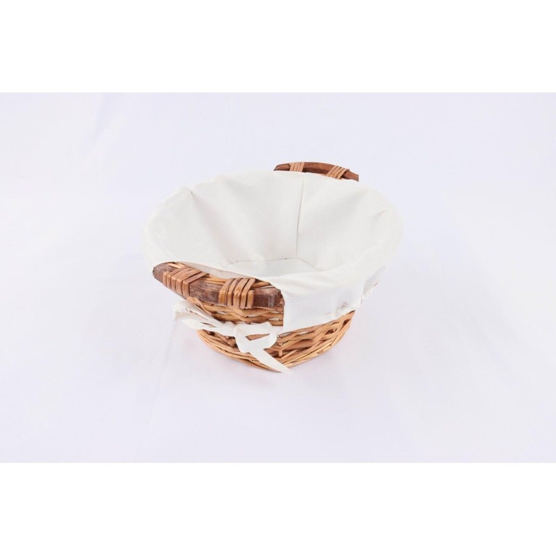 Chattels Round Bread Serving Table Basket with wooden handles and