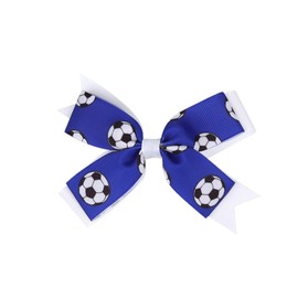 Soccer Ribbon Bow Hair Clips soccer bows Hair Accessories for girls Womens headdress.(FJ35) (Blue)