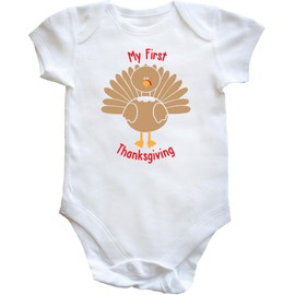 Hippowarehouse My First Thanksgiving Baby Vest Bodysuit (Short Sleeve) Boys Girls White