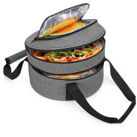 Trunab Insulated Round Casserole Carrier for Hot or Cold Food - Double Decker Pie Carrier for Picnics, Camping & Parties
