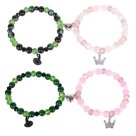 Sqsxgz Elphaba Galinda Friendship Crown Witch Hat Matching Bracelets, Wicked BFF Couples Accessories Gifts for Fans Dress Decor