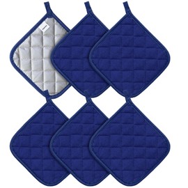 Pot Holders Cotton Made Machine Washable Heat Resistant Potholder, Pot Holder, Hot Pads, Trivet for Cooking and Baking (6, Dark Blue)