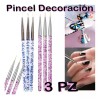 Veraly Pinceles Profesional Para Mano Alzada Decoración Uñas 3pz