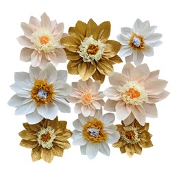 Mybbshower Crepe Paper Flower for Wall Paper Pom Pom Decor Girls Birthday Party Backdrop Baby Shower Nursery Decoration Pack of 9 (Peach Gold)