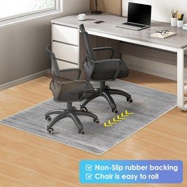 Azadx Chair Mat for Hardwood Floor 48" x 60" Desk Chair Mat for Hard Floors Slip Resistant Under Desk Rug Protector for Rolling Chair Computer Chair Mat Low Pile Carpet Floor Protector,Dark Grey