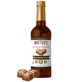 Matteo's Salted Dark Chocolate Syrup for Coffee, Lattes, Cappuccinos & Desserts – Sugar-Free Sweetener for Beverages, Keto Friendly, Zero Calories, Indulgent Flavor, Non-Alcoholic, 33.8oz (1pk)