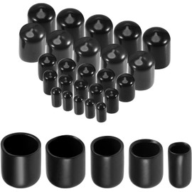 TOP-VIGOR 25Pcs 6mm/9mm/12mm/19mm/22mm ID Round Rubber End Caps, Flexible Screw End Caps Thread Protectors, Black Vinyl Bolt Covers Rubber Covers for Screws, Tubes, Cables, Wires, etc
