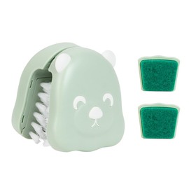 CQT BladeBrush Knife and Cutlery Cleaner Brush Bristle Scrub Kitchen Washing Non-Slip,B002-1 Changeable Scrub Head and Scouring Pad (Green)