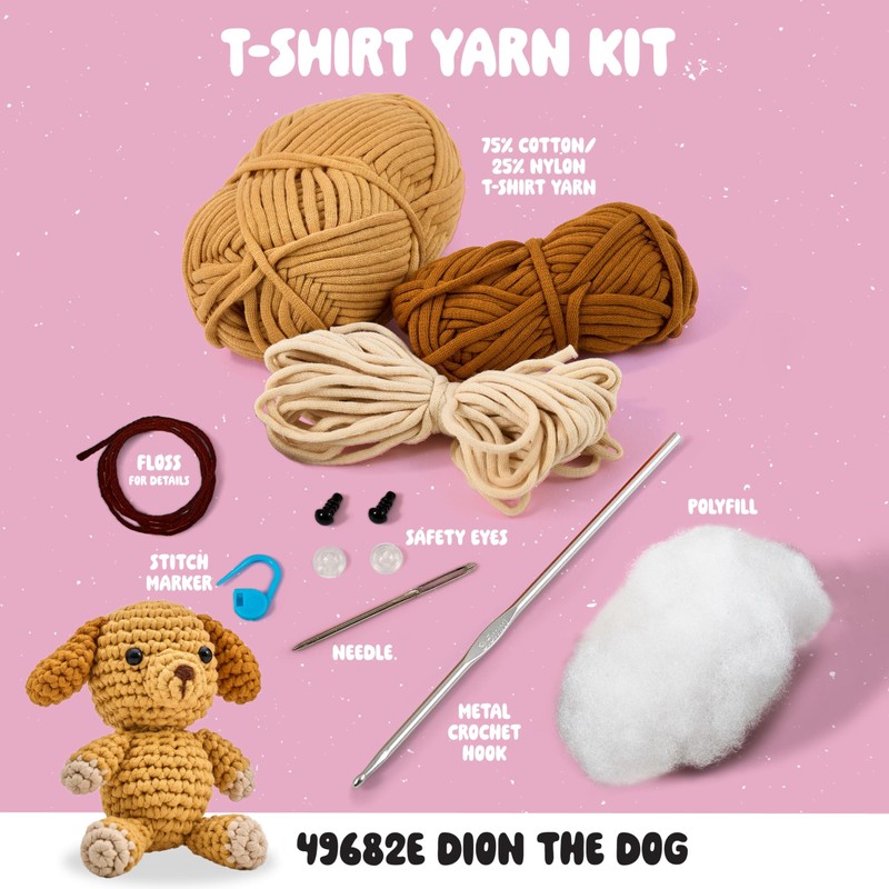 Bucilla 2 Piece Complete Crochet Kit, Pet Pals, 5"