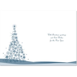 doodlecards Neighbour Christmas Card Blue Contemporary Christmas Tree Medium Size Christmas Card for Neighbour with Plain Envelope