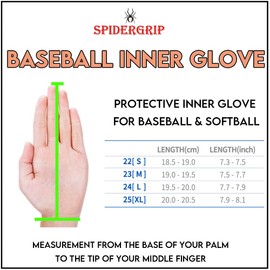 Spider Grip Baseball Inner Glove (Silver, 25[XL])