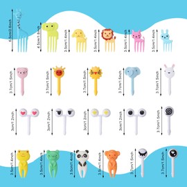 120 Pieces Reusable Plastic Fruit Forks (22 Animal Shapes + Cartoon Eyes) for Picnic, Bento Boxes, Parties, Desserts, Food Picks, Skewers
