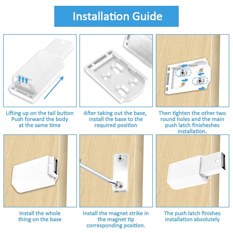 Redunest Heavy Duty Push to Open Door Latch, 5 Pack