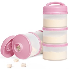 Termichy Milchpulver Portionierer Baby Stapelbar Milchpulver Aufbewahrungsbox 2 Stück (Babyrosa-2)