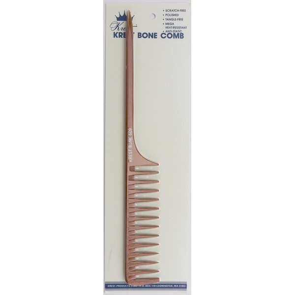 Krest Bone 10 Inch Space Teeth Rattail Comb. Professional comb. Heat Resistant Comb. Styling Combs. Detangle, Sectioning Comb.