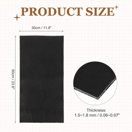 sourcing map Thick Top Grain Leather Sheet 23.6 x 11.8 Inch Black