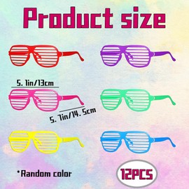BeoTnp 12 PCS Party Glasses, 80s Accessories for Kids, Neon Retro Style, Neon Party Accessories, Random Colour Mix, Party Glasses for Kids, Fun Costume 80s Glasses, Dress Up Events