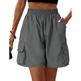 Totatuit Women's Summer Shorts Short Cargo Shorts Lightweight Waterproof and Quick Drying with Stretch High Waist and Pockets for Hiking Leisure, darkgray, XL