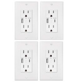 AnyEnjoy USB Wall Outlets, Type C USB Wall Charger Outlet, 15A 125V Tamper-Resistant USB Outlets Receptacles, ETL Listed,White 4Pack