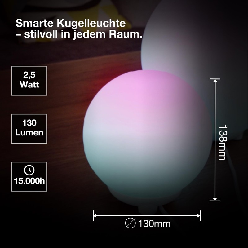 OSRAM Smart+ WiFi Ball Light Mood & Table Lamp, Black,