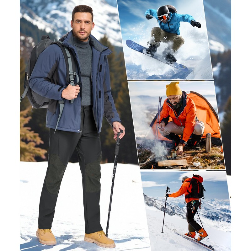 Zoofly - Pantalones de invierno para hombre, impermeables, con forro